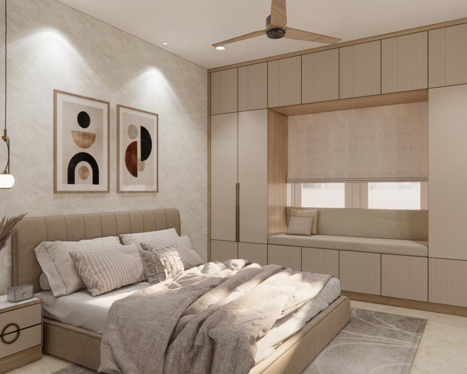 Comfortable bedroom design by best interior designers in Karimnagar