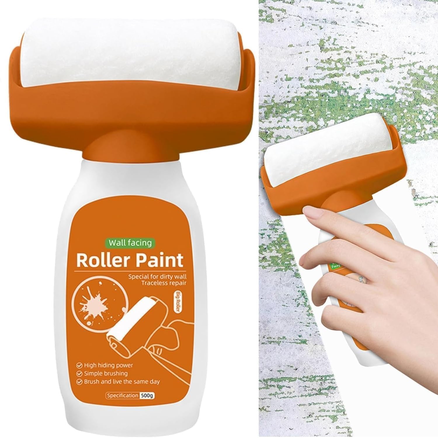 Wall Repair Paint Roller – Multipurpose Household DIY Renovation Tool for Water-Based Latex Paint | Seamless Crack Repair Roller for Walls | Ceilings – Easy